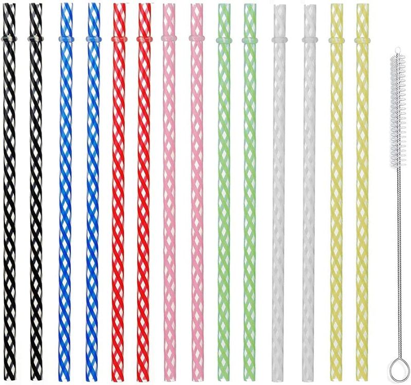 Photo 1 of 50 Pieces Reusable Plastic Straws. BPA-Free, 9 Inch Long Drinking Transparent Straws Fit for Mason Jar, Yeti Tumbler, Cleaning Brush Included