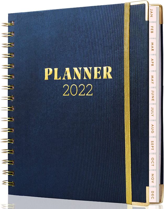 Photo 1 of 2022 Weekly and Monthly Planner Academic Year Planner from Jan 2022-Dec 2022 7.2"X 8.5" Hardcover 2022 Planner Agenda Daily Weekly Monthly Planner with Tabs and Elastic Closure,Dark Blue
