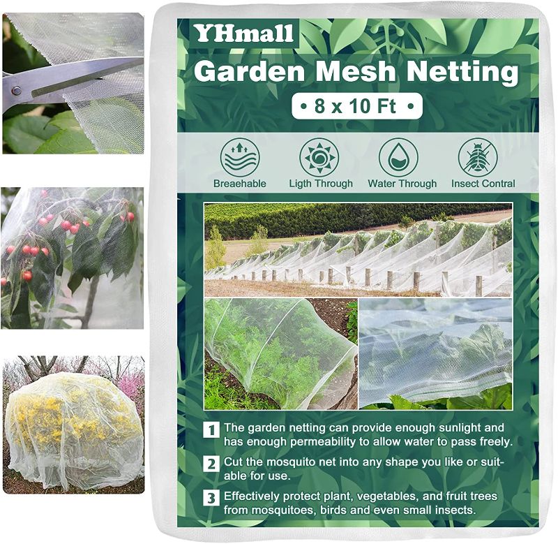Photo 1 of YHmall Garden Netting, Plant Netting Covers Fine Mesh Mosquito Netting for Protect Crops Vegetables Fruits Trees Flowers Row Cover from Birds Animals Cover Net (8 x 10 Ft)
