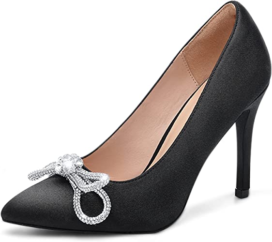 Photo 1 of YETIER Women High Heels Sport Shoes Rhinestone Pointed Toe Classic Party Wedding Bridal Shoes Size 10 *-Dirty Sole-*
