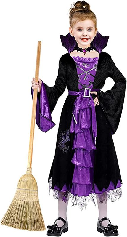 Photo 1 of ThinkMax Halloween Fairytale Witch Costume for Girls Halloween Witch Dress Black/Purple (3-4 years old)
