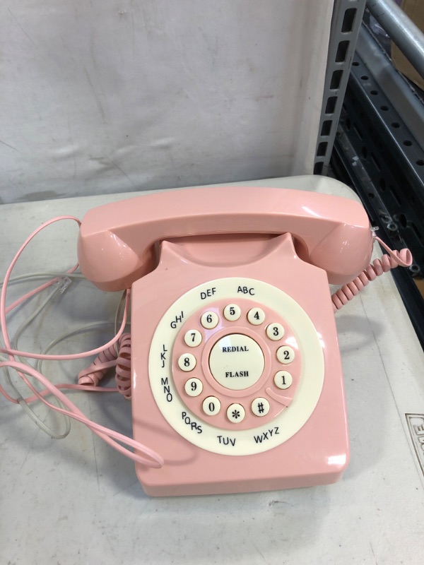 Photo 2 of Retro Corded Landline Phone, TelPal Classic Vintage Old Fashion Telephone for Home & Office, Wired Home Phone Gift for Seniors (Pink) (UNABLE TO TEST )