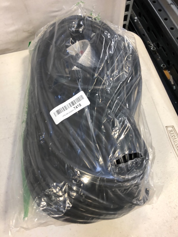 Photo 2 of 100ft ETL Listed Indoor, Outdoor AC Power Electric Cable Extension Cord 16 Gauge 3 prongs 125 Volts, 10 Amps. 100 Foot feet Black 1,2,3,6,10,15,25,40,50,75,100ft