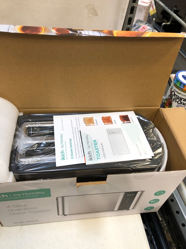 Photo 1 of IKICH Toaster 2 Long Slot, Toaster 4 Slice Stainless Steel, Warming Rack, 6 Browning Settings, Defrost/Reheat/Cancel, Removable Crumb Tray, 1300W