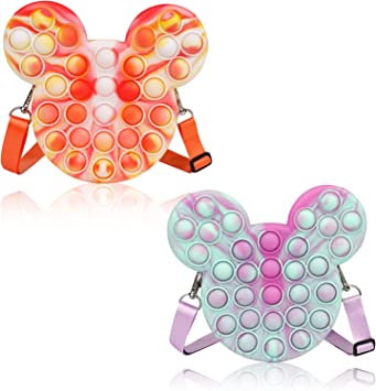 Photo 1 of 2 Pack Pop Shoulder Bag Fidget Toys for Girls, Popular Cartoon Crossbody Pop Fidget Purse for School Supplies, Cute Shoulder Pop Bubble Fidget Bag Christmas New Year's Gift for Girls (Purple Red)