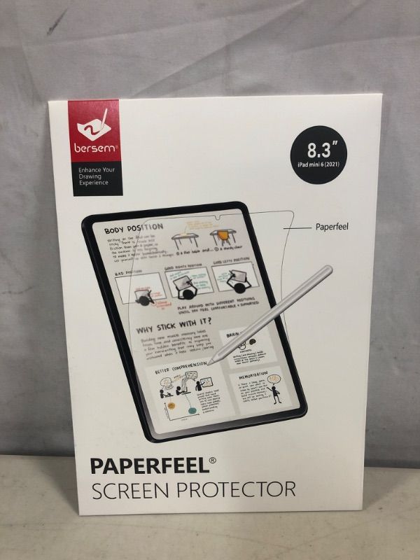 Photo 2 of BERSEM [3 Pack] Paperfeel Screen Protector Compatible with iPad Mini 6 (8.3 inch) 2021 Anti Glare for iPad Mini 6th Generation Drawing Bubble Free High Touch Sensitivity Case Friendly-- fACTORY sEAL