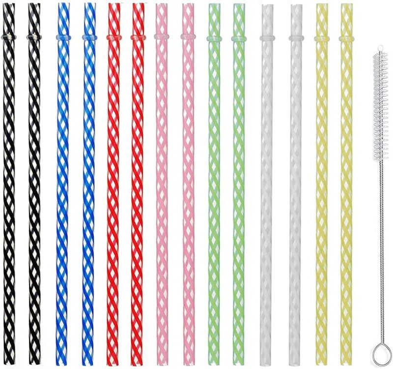 Photo 1 of 50 Pieces Reusable Plastic Straws. BPA-Free, 9 Inch Long Drinking Transparent Straws Fit for Mason Jar, Yeti Tumbler, Cleaning Brush Included
