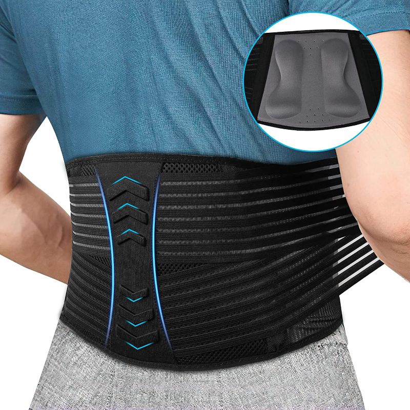 Photo 1 of HOMREALM Back Support Relief for Back Pain, Herniated Disc, Sciatica for Men and Women, Black
size xl 
