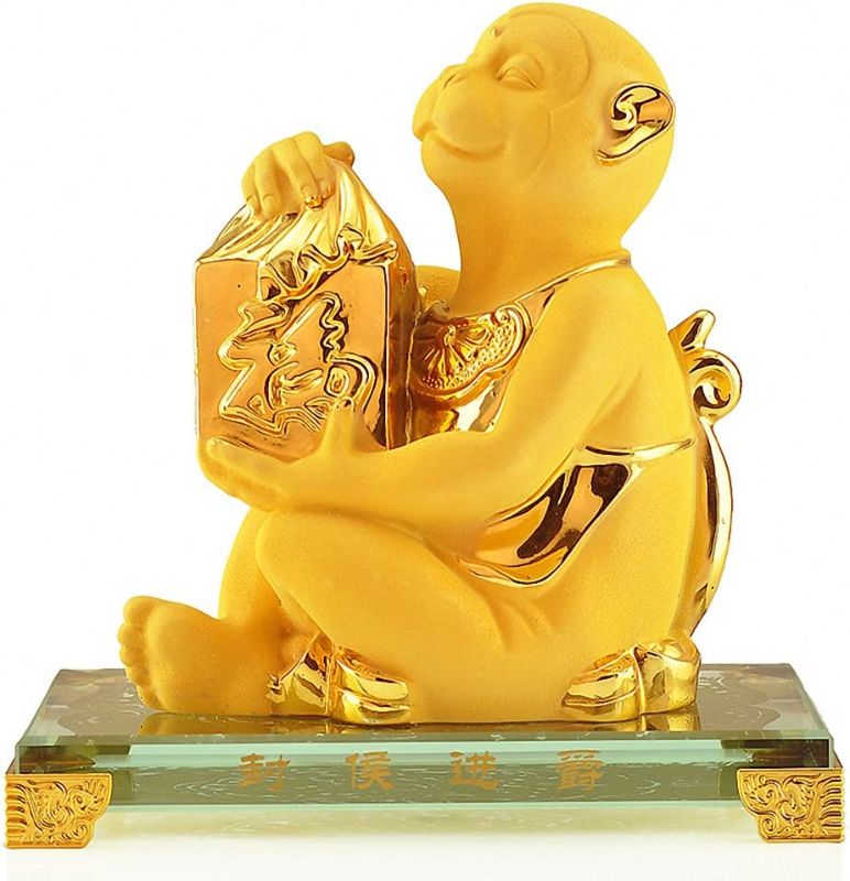 Photo 1 of BOYULL Large Size Chinese Zodiac Monkey Year Golden Resin Collectible Figurines Table Decor Statue
