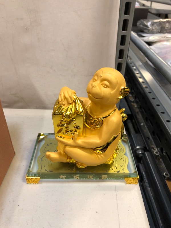 Photo 2 of BOYULL Large Size Chinese Zodiac Monkey Year Golden Resin Collectible Figurines Table Decor Statue
