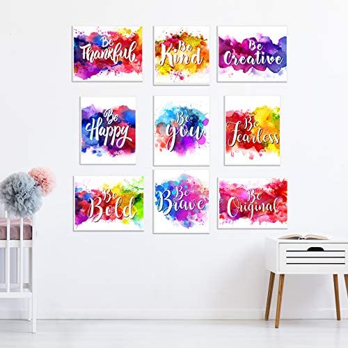 Photo 1 of Zonon 9 Pieces Colorful Wall Art Prints Unframed Abstract Prints Inspirational Art Posters Motivational Quote Posters for Living Room Office Nursery Classroom Decoration, 8 x 10 Inch
