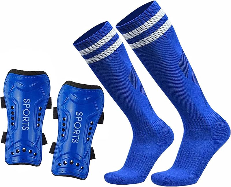 Photo 1 of Geekism Sport Soccer Shin Guards - Shin Pads Child Calf Protective Gear, Lightweight Protective Football Equipment, for 3-15 Years Old Girls Boys Toddler Teenagers
