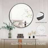 Photo 1 of Brushed Metal Frame Round Mirror