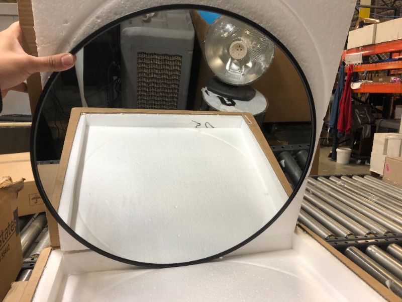 Photo 2 of Brushed Metal Frame Round Mirror