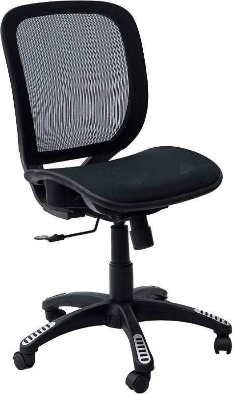 Photo 1 of Ergomax Fully Meshed Ergonomic Height Adjustable Office Chair no Armrests & no Headrest, 42 Inch Max, Black
