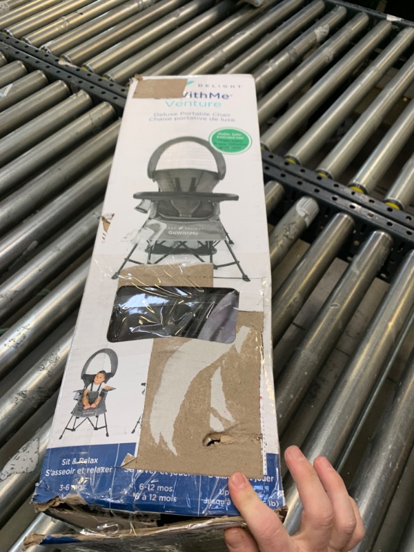 Photo 2 of Baby Delight Go with Me Venture Portable Chair | Indoor and Outdoor | Sun Canopy | 3 Child Growth Stages | Grey Venture Deluxe, Grey, Box Packaging Damaged, Moderate Use, Scratches and Scuffs on item, Missing Parts
