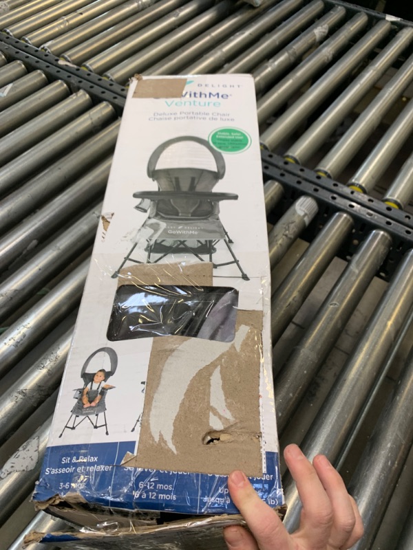Photo 1 of Baby Delight Go with Me Venture Portable Chair | Indoor and Outdoor | Sun Canopy | 3 Child Growth Stages | Grey Venture Deluxe, Grey, Box Packaging Damaged, Moderate Use, Scratches and Scuffs on item, Missing Parts
