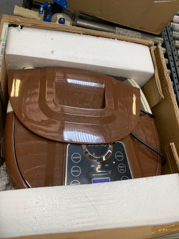 Photo 3 of Foot Spa Bath Massager with Heat,16 Pedicure Spa Motorized Shiatsu Roller Massage Feet, Frequency Conversion, O2 Bubbles, Adjustable Time & Temperature,LED Display Brown, Box Packaging Damaged, Moderate Use, Scratches and Scuffs on item, Missing Parts
