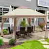 Photo 1 of 11 ft. x 11 ft. Beige Pop Up Canopy Tent Straight Leg Outdoor Gazebo with Mosquito Netting

