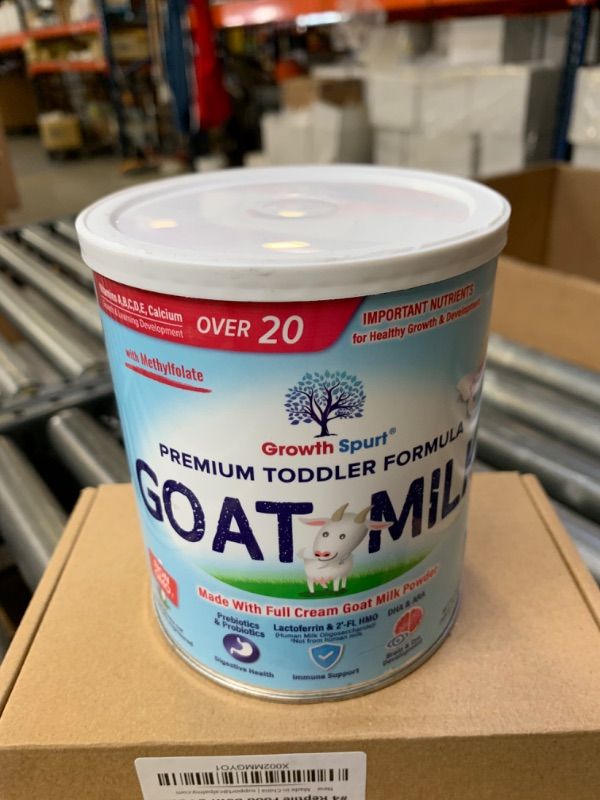 Photo 2 of Goat Milk Toddler Formula – Growth Spurt Powdered Goat's Milk Toddler Formula – Lactoferrin, 2'-FL HMO, Prebiotics, Probiotics, Iron, DHA & ARA, Methylfolate, Immune Support, Non GMO Infant Baby Transition Weaning, Best By 09/Jun/24, Item is Sealed, Item 