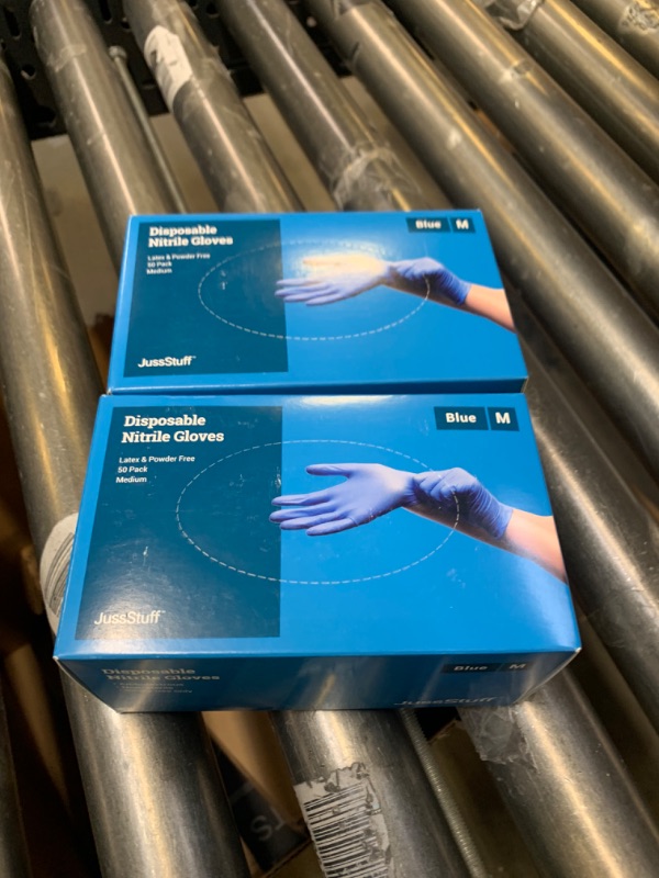 Photo 2 of 2 Pack Bundle - Nitrile Gloves Disposable Latex Free Powder Free - Food Safe Gloves, Cooking, Cleaning, Beauty Salon, Home and Industrial, Size Medium
