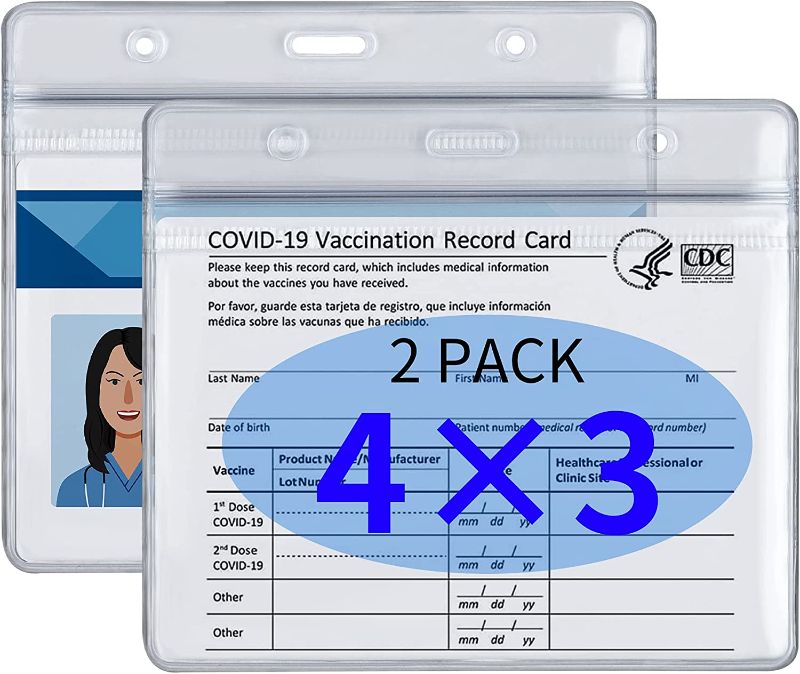 Photo 1 of 2 pack 2 Pack CDC Vaccine Card Holder Protector - 4x3 Business Waterproof Covid Vaccine Card Sleeve Immunization Card Record Id Holders for Badges Clear Vinyl Plastic Resealable Zip
4 total 