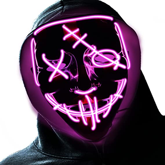 Photo 1 of Halloween LED Mask Light Up Mask Glow in The Dark Cosplay EL Wire Halloween Festival Party Supplies for Adults
