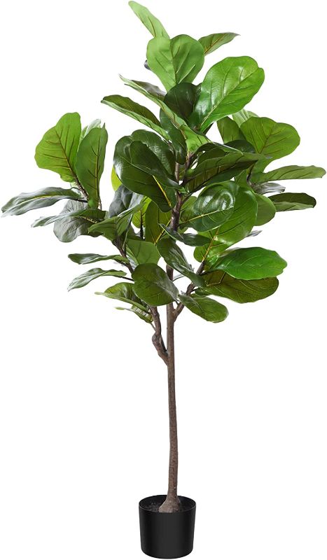 Photo 1 of  Artificial Fiddle Leaf Fig Tree 50 Inch Fake Ficus Lyrata Plant with 56 Leaves Faux Plants in Pot for Indoor Outdoor House Home Office Garden Modern Decoration Perfect Housewarming Gift