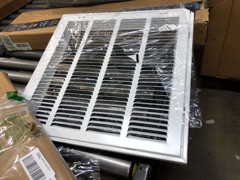 Photo 2 of 16" X 16" Steel Return Air Filter Grille for 1" Filter - Removable Face/Door - HVAC Duct Cover - Flat Stamped Face - White [Outer Dimensions: 18.5 X 17.75]