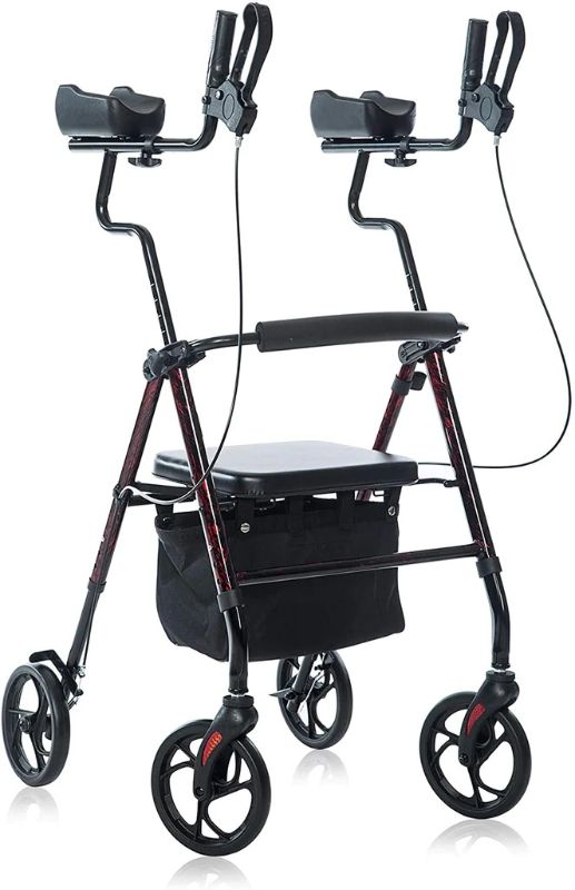 Photo 1 of HFK-9211B ELENKER® Upright Rollator Walker Stand Up Rollator Walker With Shock Absorber White
