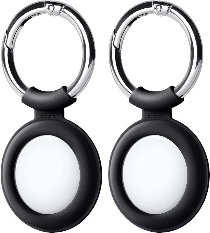 Photo 1 of ESR Case Compatible with AirTag 2021, 2 Pack, Silicone AirTag Holder with Keyring, Protective AirTag Keychain Cover, Cloud Series, Black
