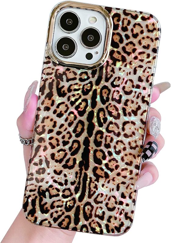 Photo 1 of Jmltech Compatible with iPhone 13 Pro Max Butterfly Slim Soft Cute Glitter Bling Butterfly Pattern Case for Women Girls for iPhone 13 Pro Max (Leopard)
