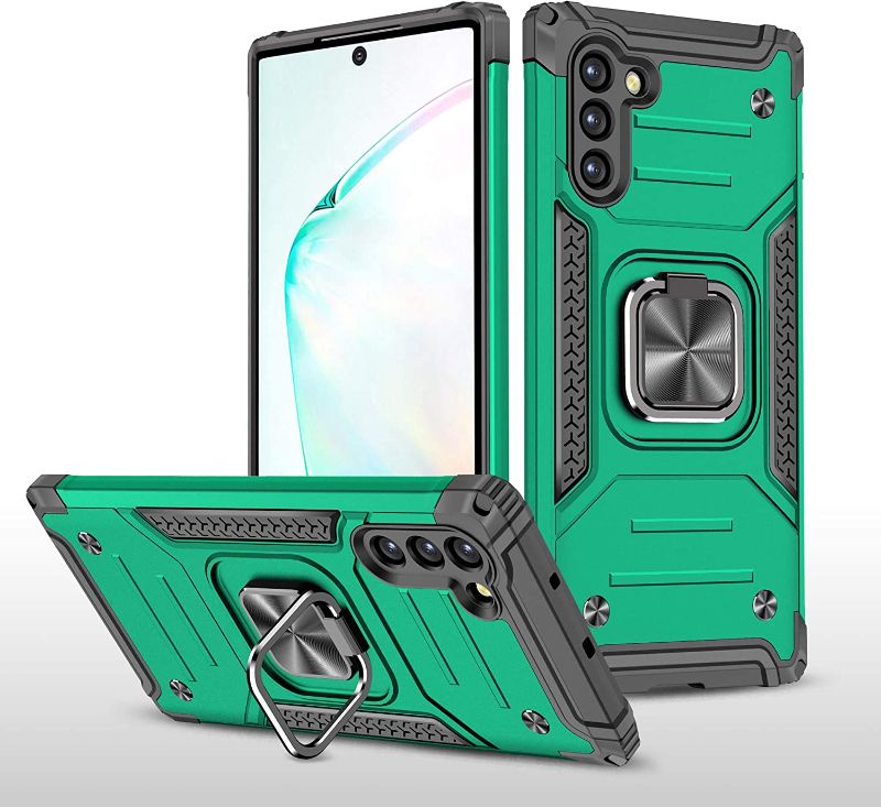 Photo 1 of PUXICU Compatible with Samsung Galaxy Note 10 Cases, Military Grade Heavy Duty Protective Phone Cover with Kickstand for Galaxy Note 10-Dark Green
