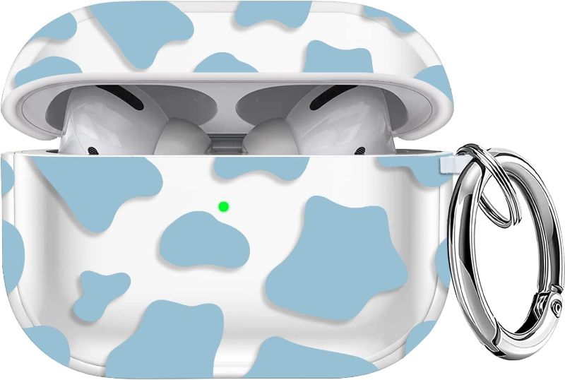 Photo 1 of AirPods Pro Case Cover - Valkit Cute Milk Cow Pattern Soft TPU Protective Case Skin Portable & Shockproof Men Women Girls with Keychain for Apple Airpods Pro Charging Case (Hollow Blue Cow Pattern)
