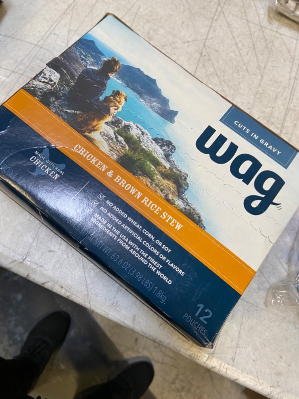 Photo 2 of 12 Pack - New Wag Wet Dog Food Topper Chicken & Brown Rice Stew in Chicken Broth, EXP 07/2024
