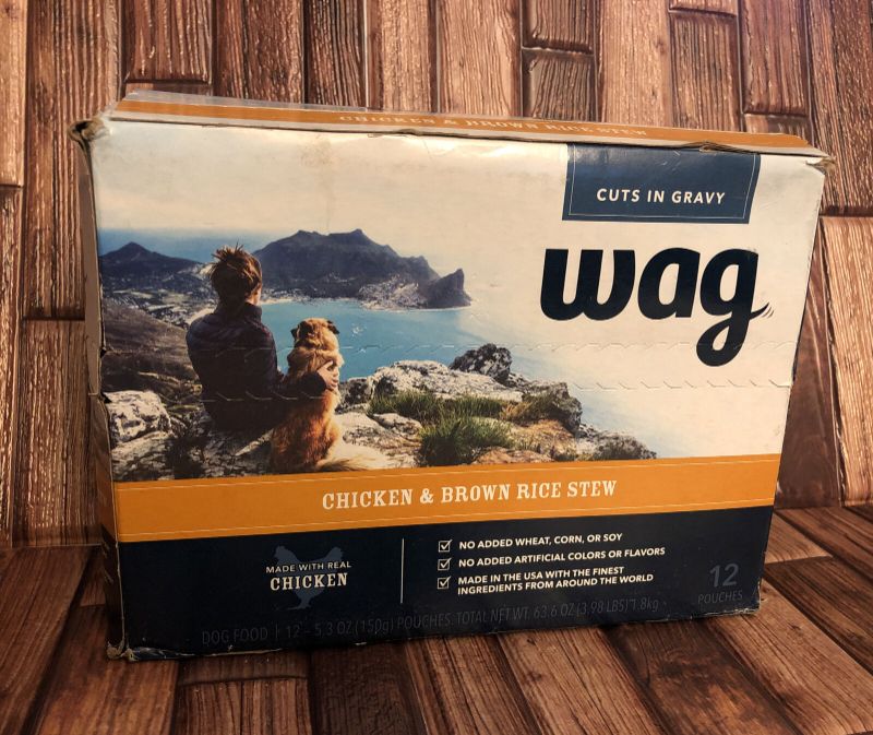 Photo 1 of 12 Pack - New Wag Wet Dog Food Topper Chicken & Brown Rice Stew in Chicken Broth, EXP 07/2024
