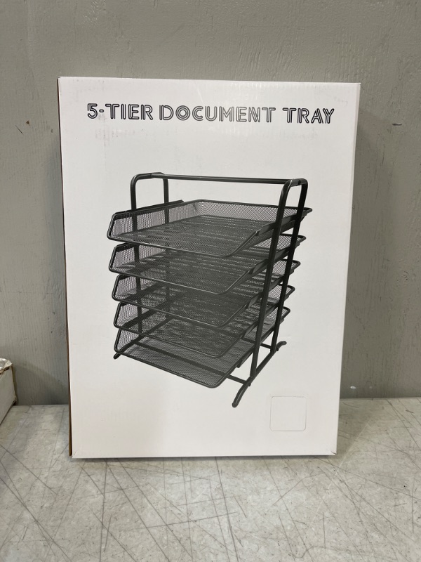Photo 3 of PAG Letter Tray Metal Desktop File Organizer Mail Sorter with 4 Sliding Trays for Office, Silver
