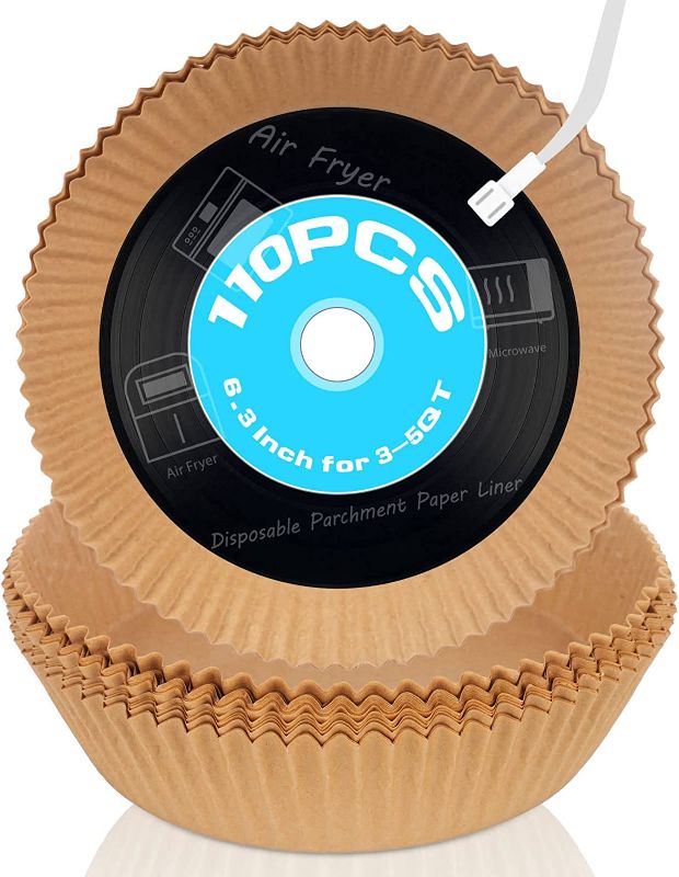 Photo 1 of Air Fryer Liners 110pcs, Air Fryer Disposable Paper Liner, 6.3inch Round Non-stick Air Fryer Parchment Paper Liners, Oil-proof, Water-proof, Food Grade Baking Paper for Cooking Roasting Microwave Oven