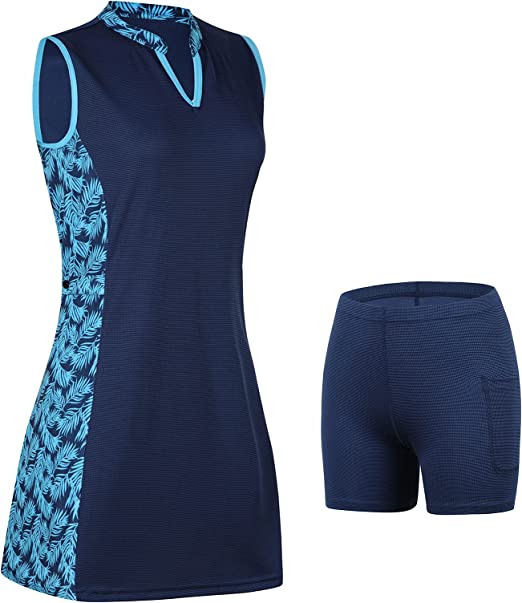 Photo 1 of ANIVIVO Women Tennis Golf Dress Set, Women Golf Dress Sleeveless with Shorts Pockets & Sports Workout Dress V-Neck SIZE XL 