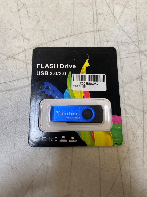 Photo 2 of 128GB USB 3.0 Flash Drive, Ymitree Pen Drive Thumb Drive Pendrive Rotate 360 Degrees USB Memory Stick Jump Drive (Blue)
