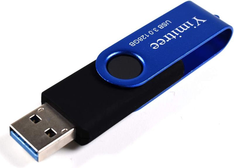 Photo 1 of 128GB USB 3.0 Flash Drive, Ymitree Pen Drive Thumb Drive Pendrive Rotate 360 Degrees USB Memory Stick Jump Drive (Blue)
