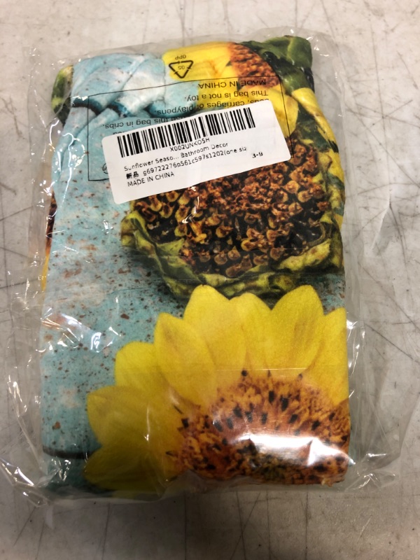 Photo 2 of 2 PCS Spring Sunflower Blue Kitchen Towel, Summer Floral Teal Wooden Board Hand Towels with Hanging Loop Ultra Soft Absorbent Microfiber Fingertips Tie Towel for Bathroom Laundry Farmhouse
