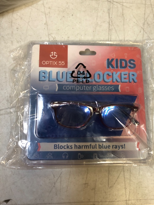 Photo 2 of Blue Light Blocking Glasses Girls & Boys | Anti Eyestrain Blue Light Glasses Kids Computer Gaming Glasses (Ages 3-10) | Flexible Red Square Frames with Blue Temples Video Phone Screen Eyeglasses
