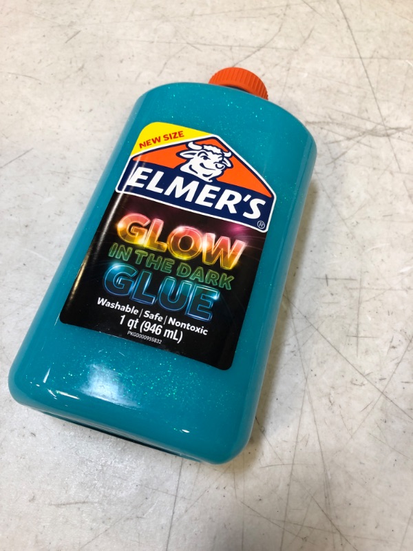 Photo 2 of Elmer S Glow in the Dark Liquid Glue Washable Blue 1 Quart Glue for Making Slime