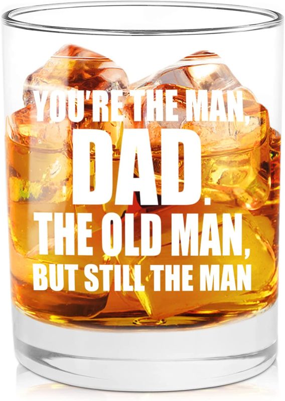 Photo 1 of You're The Man, Dad Funny Whiskey Glasses Gift for Dad - Novelty Birthday, Fathers Day, Christmas Gift for Dad, Men, His, Unique Gift Idea for Him from Kids, Daughter, Son, Present for Dad, 11oz