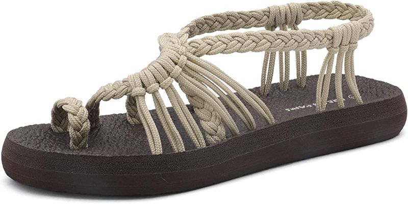 Photo 1 of DREAM PAIRS Women's Flat Sandals Summer Braided Strap Yoga Comfortable Beach Sandals- SIZE 10