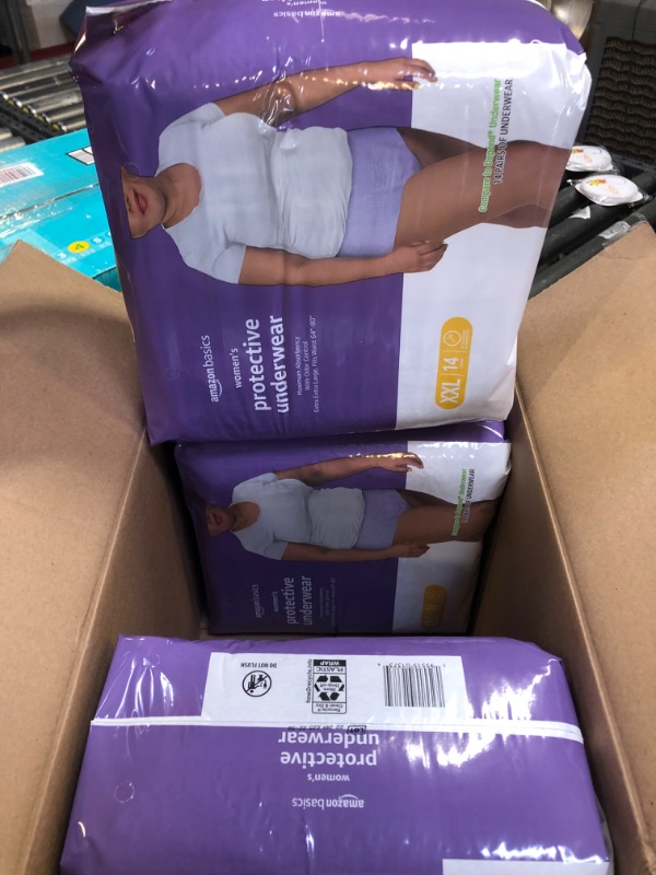 Photo 3 of 3   Amazon Basics Incontinence & Postpartum Underwear for Women, Maximum Absorbency, 2X Large, 14 Count, 1 Pack (Previously Solimo)
