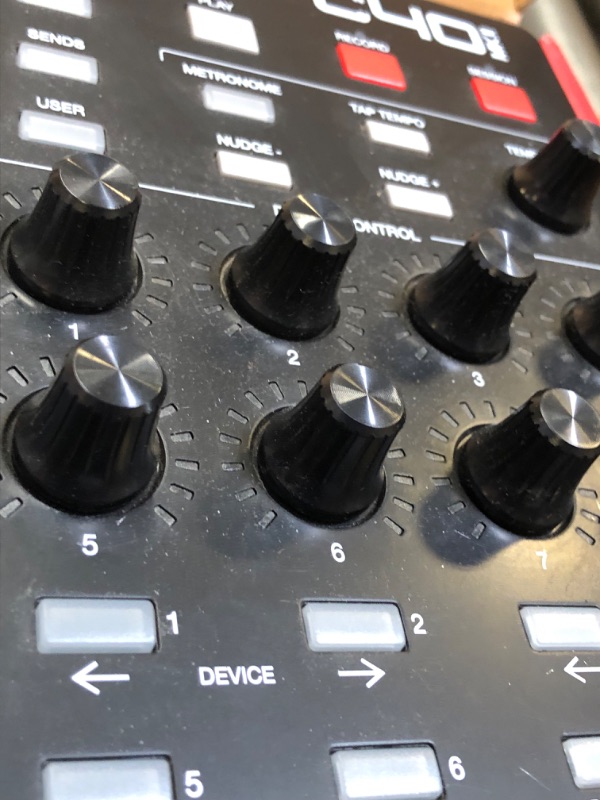 Photo 8 of AKAI Professional APC40MKII - USB MIDI Controller for Mac / PC with Clip Launch Matrix, Knobs & Faders, and Pro Software Suite Included Assorted Colors ***SOLD FOR PARTS **** UNABLE TO TEST / MISSING CORDS / DINGS AND SCRATCHES FROM PREVIOUS USAGE ***