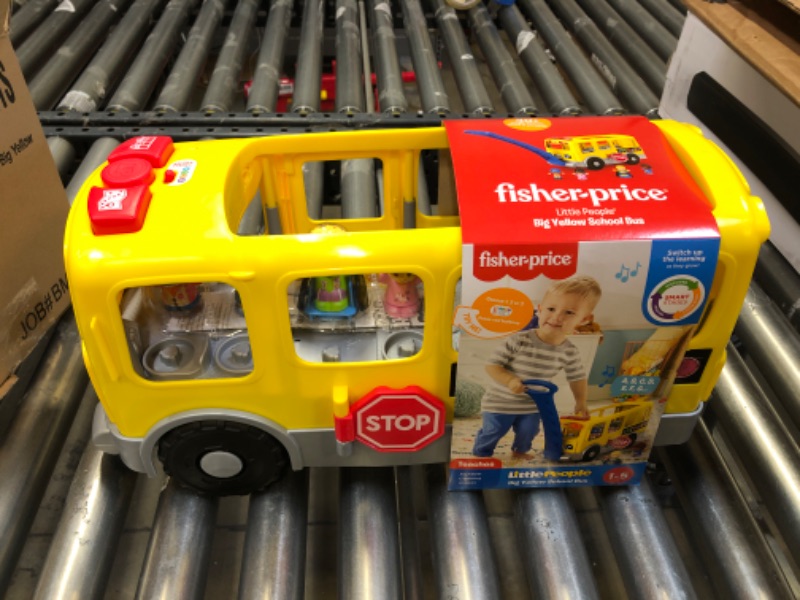 Photo 2 of Fisher-Price Little People Toddler School Bus Push Toy with Lights Sounds and Smart Stages Learning Content, 4 Toy Figures? Big Yellow School Bus