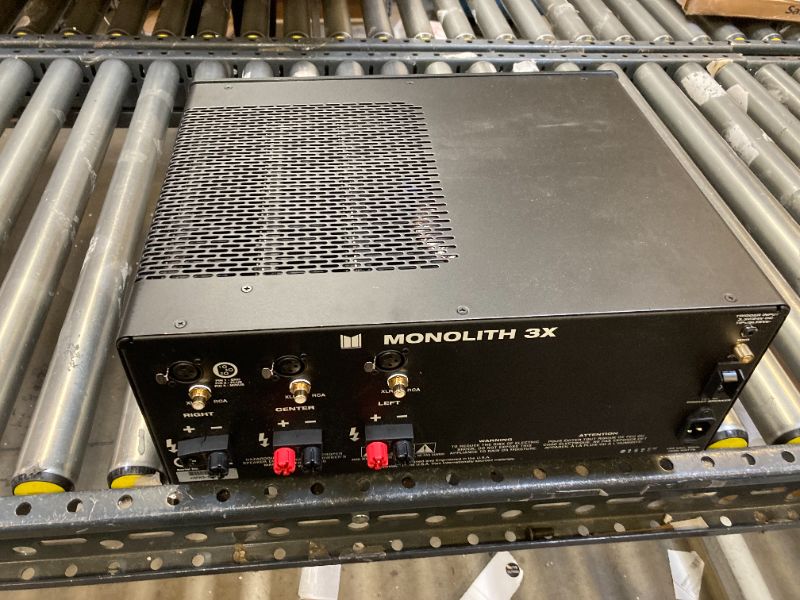 Photo 4 of Monolith by Monoprice 3x200 Watts Per Channel Multi-Channel Home Theater Power Amplifier with XLR Inputs - ITEM IS DIRTY AND HAS SOME SCRATHCES AND SOME PAITNT SCRATCHED OFF FROM EXPOSURE - 